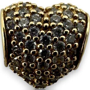Pandora 14kt Gold Pave Heart Spacer Charm CZ Cubic Zirconia Pendant ALE 585